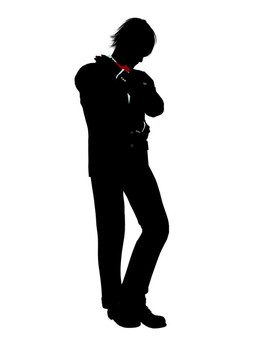 男人穿著燕尾服的剪影