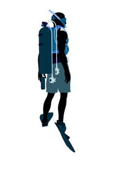男性潛水員插圖剪影