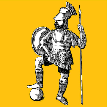 士兵和武器的剪影