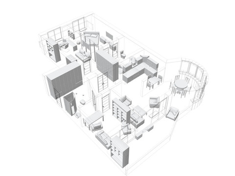 一四居室公寓3D草圖