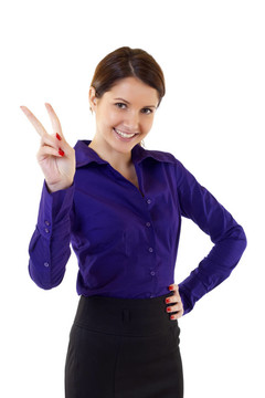 漂亮的女商人勝利的標(biāo)志