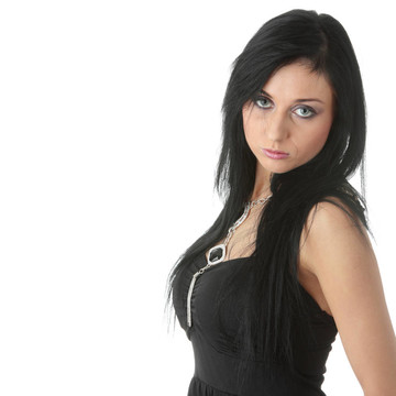 性感的年輕白人婦女在晚禮服
