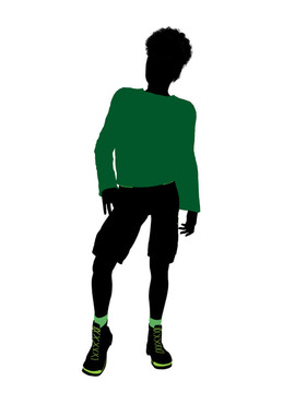 美國(guó)黑人男性插畫剪影