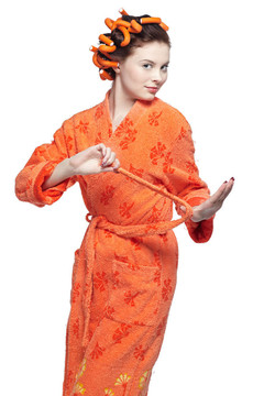 女孩在橙色
