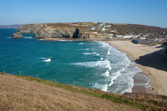 在康沃爾郡，英國在波特里斯海灘風景。