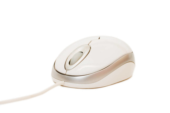 帶白色電纜的電腦鼠標(biāo)