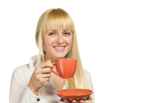 帶杯茶的生意婦女