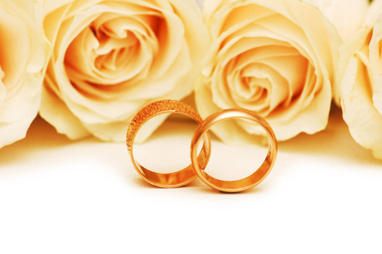 白色的玫瑰和結(jié)婚戒指
