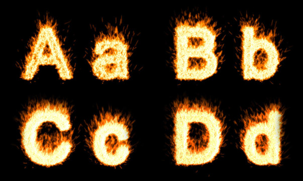 燃燒；B；C；D字符