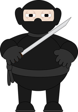 Cartoon Ninja獨自站著劍