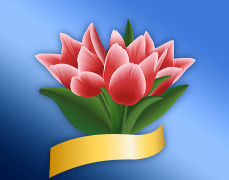 帶有修剪路徑的郁金香花束