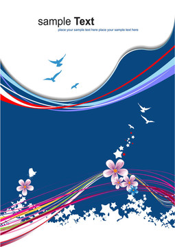 抽象花卉背景。插畫
