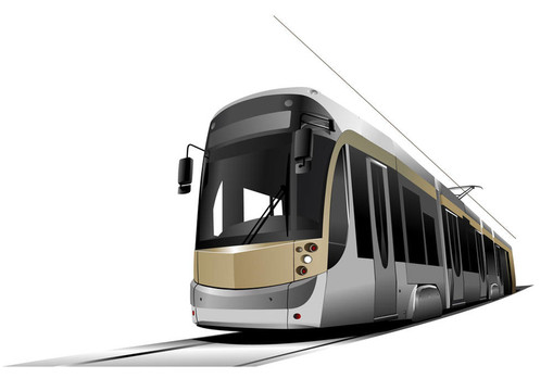 有軌電車。插畫