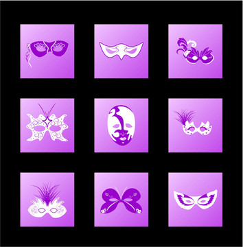 狂歡節(jié)面具圖標(biāo)集