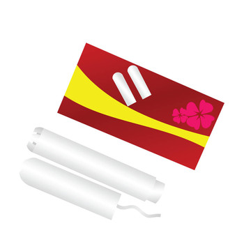 現(xiàn)實(shí)說明包裝的衛(wèi)生棉條是孤立在白色背景。
