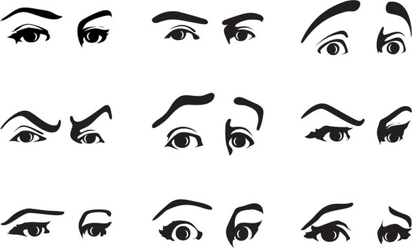 表達(dá)感情的眼睛的不同表達(dá)。一個(gè)插畫