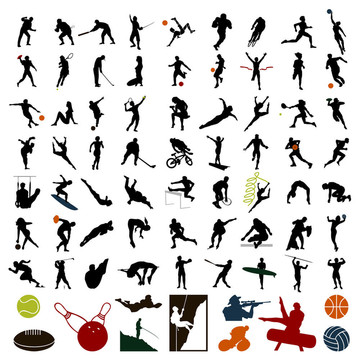 運(yùn)動(dòng)員的黑色剪影。一個(gè)插畫(huà)