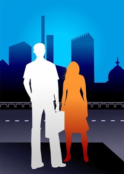 站在路邊的女人和男人