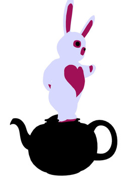 白兔剪影插畫