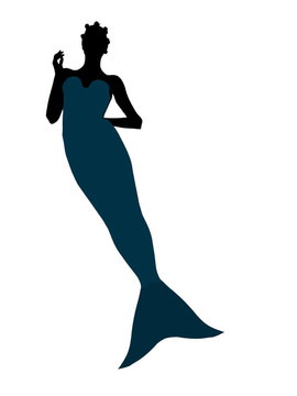 小美人魚剪影插畫