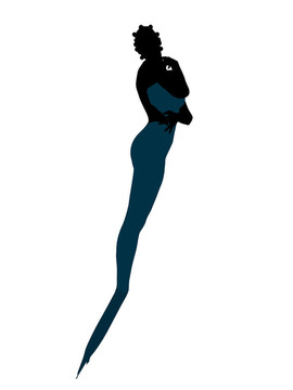 小美人魚剪影插畫