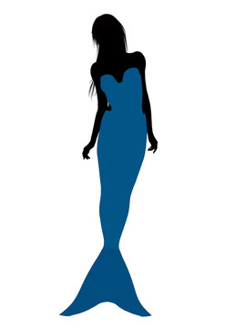 小美人魚剪影插畫