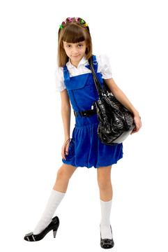 穿藍(lán)色連衣裙的女孩
