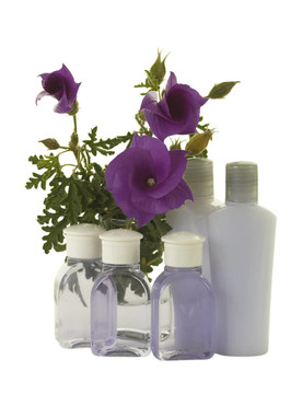 藍(lán)色/紫色的熱帶的芙蓉花和衛(wèi)生用品
