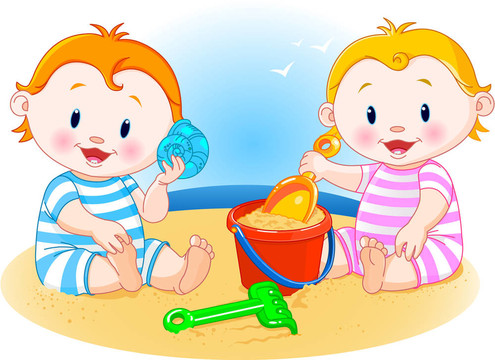 沙灘上的嬰兒
