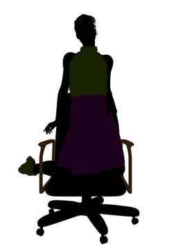 女性辦公插畫剪影
