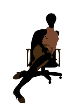 非洲裔女性辦公室插圖剪影