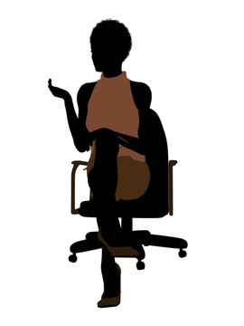 非洲裔女性辦公室插圖剪影