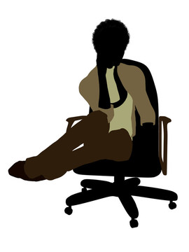 非洲裔女性辦公室插圖剪影
