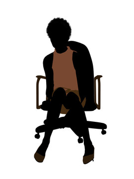 非洲裔女性辦公室插圖剪影