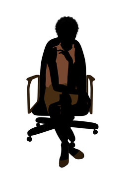 非洲裔女性辦公室插圖剪影
