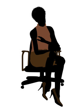 非洲裔女性辦公室插圖剪影