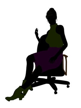 女性辦公插畫剪影