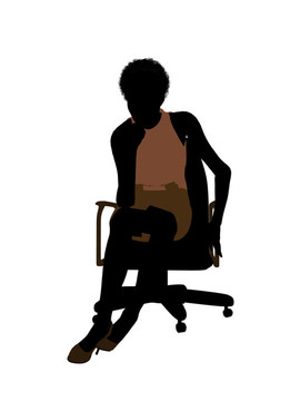 非洲裔女性辦公室插圖剪影