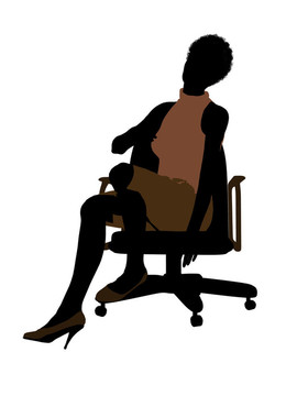 非洲裔女性辦公室插圖剪影