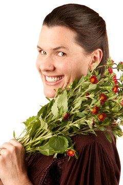 漂亮女人與Flowers