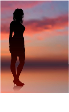 性感女人站在夕陽(yáng)互聯(lián)網(wǎng)背景下