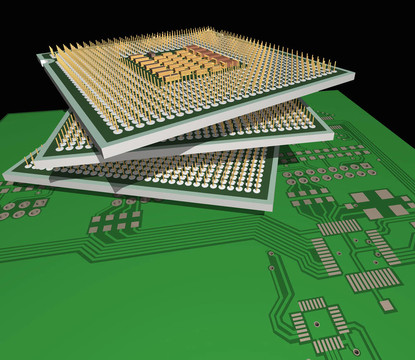 PCB上的處理器。