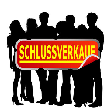 人與德國市場的標志schlussverkauf