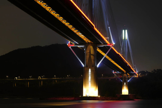 汀九橋夜景；香港