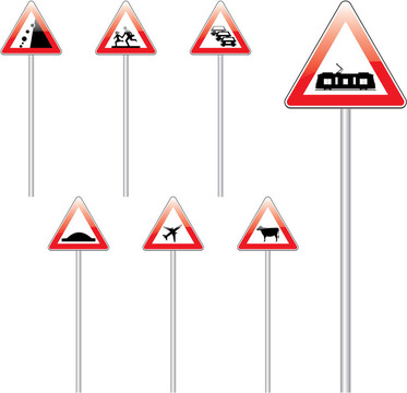 歐洲道路標志的插圖