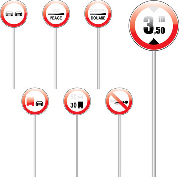 歐洲道路標志的插圖