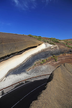 在泰德火山的道路。加那利群島；特內(nèi)里費。