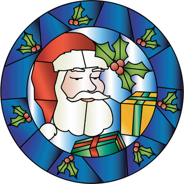 圣誕彩色玻璃裝飾與Santa