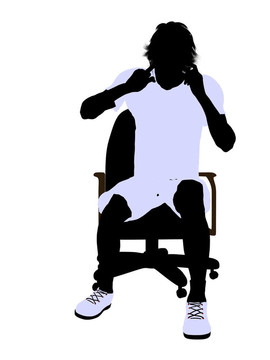 男子網(wǎng)球選手坐在椅子上剪影