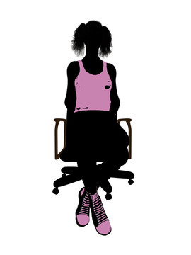女子篮球运动员坐在椅子上剪影
